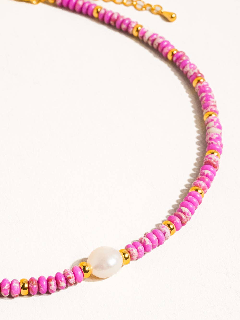 Pink and Pearl Beaded Necklace