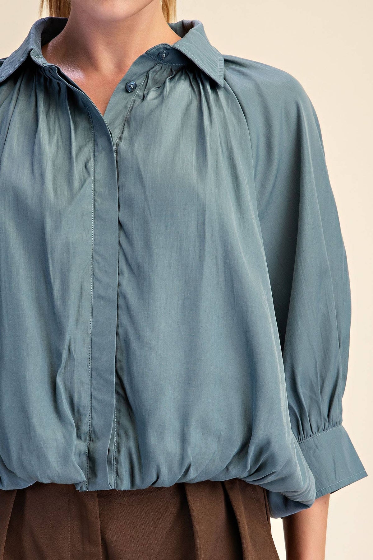 Yvette Puff Sleeve Top-Blue
