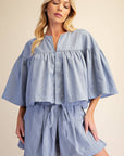 Swing Cape Stripe Top-Slate