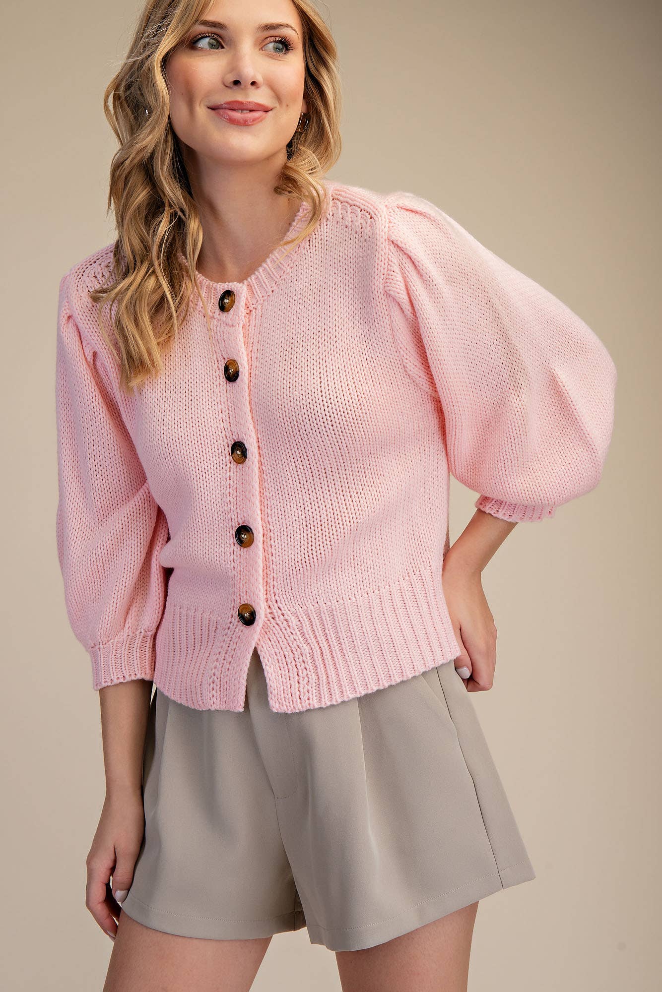 Travel Plans Button Down Sweater-Pink
