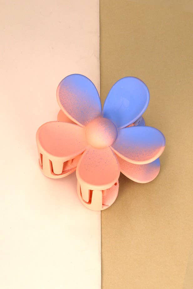 Oversize Matte Flower Hair Claw Clips- Ombre Blue Peach