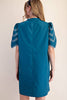 Countryside Mornings Mini Dress-Teal