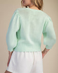 Travel Plans Button Down Sweater-Mint