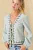 Blossom Sage Embroidered Top