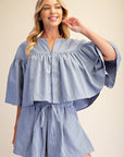 Swing Cape Stripe Top-Slate