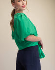 Dahlia Puff Sleeve Top-Green
