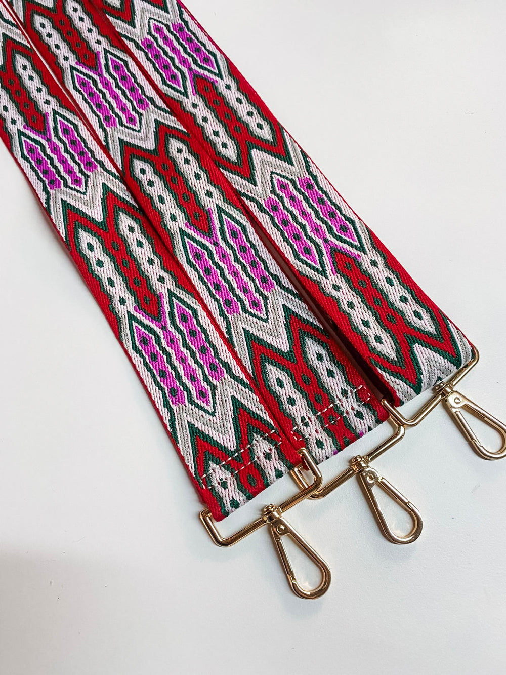 Mayan Print Bag Strap-Red/Green