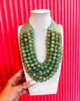 Chunky Beaded Necklace-Kelly Green