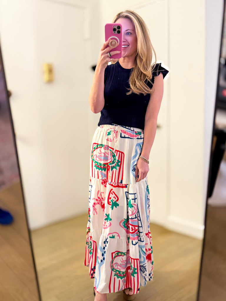 Santorini Season Midi Skirt