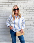Everly Stripe Top-Blue