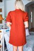 Dynamic Details Jacquard Mini Dress-Rust