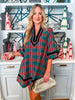 Holiday Cheer Plaid Mini Dress-Green