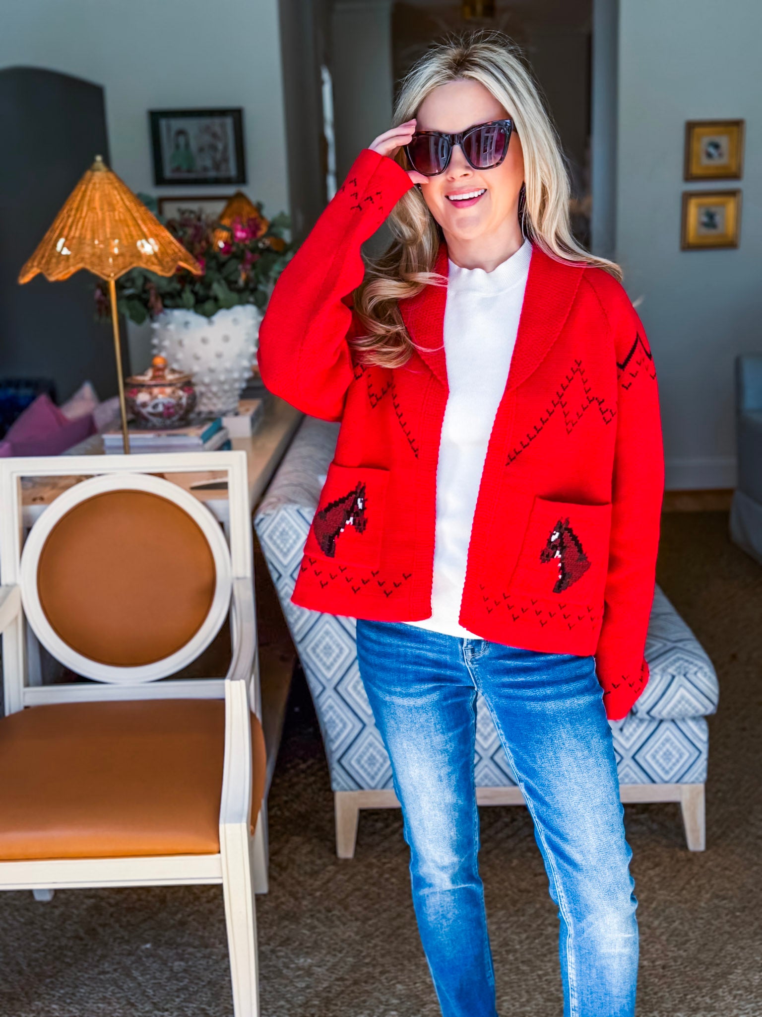 Horse Knit Sweater-Red