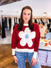 Flower Power Sweater- Burgundy