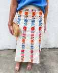 Floral Harmony Embroidered Midi Skirt