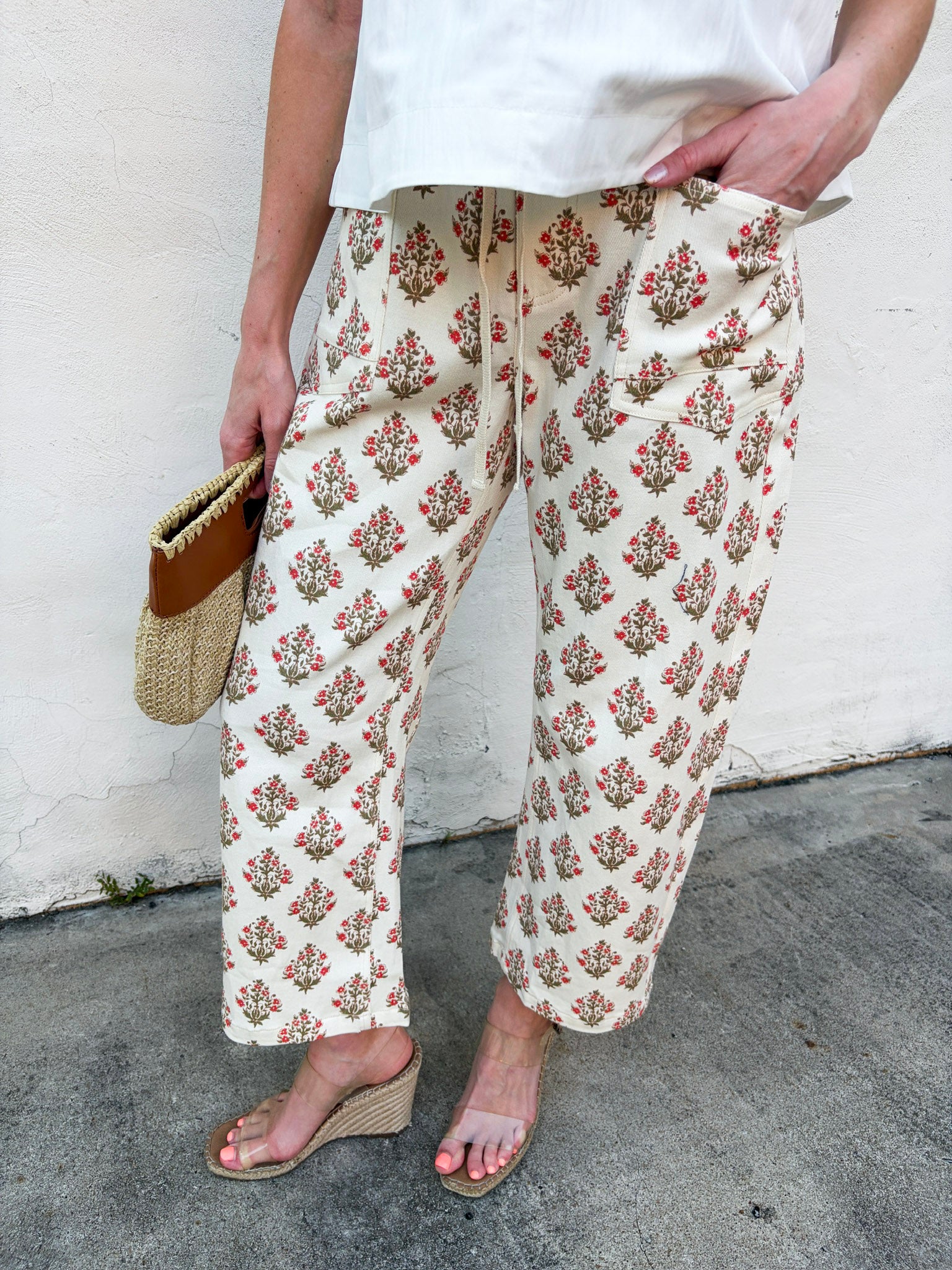 Floral Heritage Barrel Pants