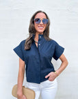 Timeless Touch Collar Top-Navy