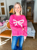 Ribbons and Bows Sweater- Bubblegum