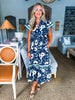 Meadow Moment Floral Midi Dress-Navy