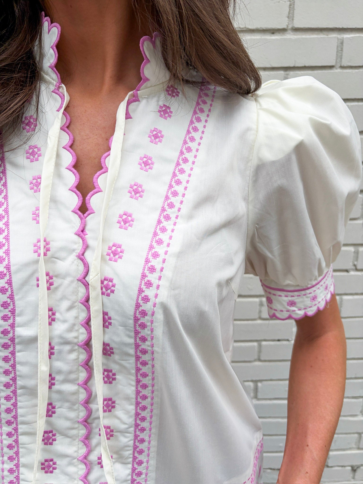 Embroidered Dream Top-Cream