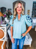 Lighthearted Embroidered Top-Sage
