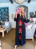 Sunflower Fields Embroidered Maxi Dress-Black