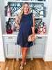 Touch of Glam Mini Dress-Navy