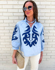 Blush Peony Top-Blue