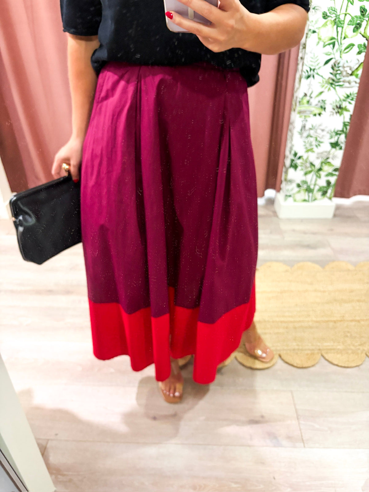 Fairmont Colorblock Skirt-Port/Red