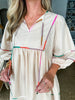 Color Dash Tunic Dress- Ecru