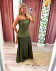 Satin Siren Maxi Dress-Olive