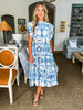 Villa Charm Floral Midi Dress-Blue