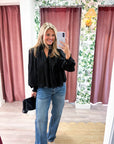 Francesca Puff Sleeve Top-Black
