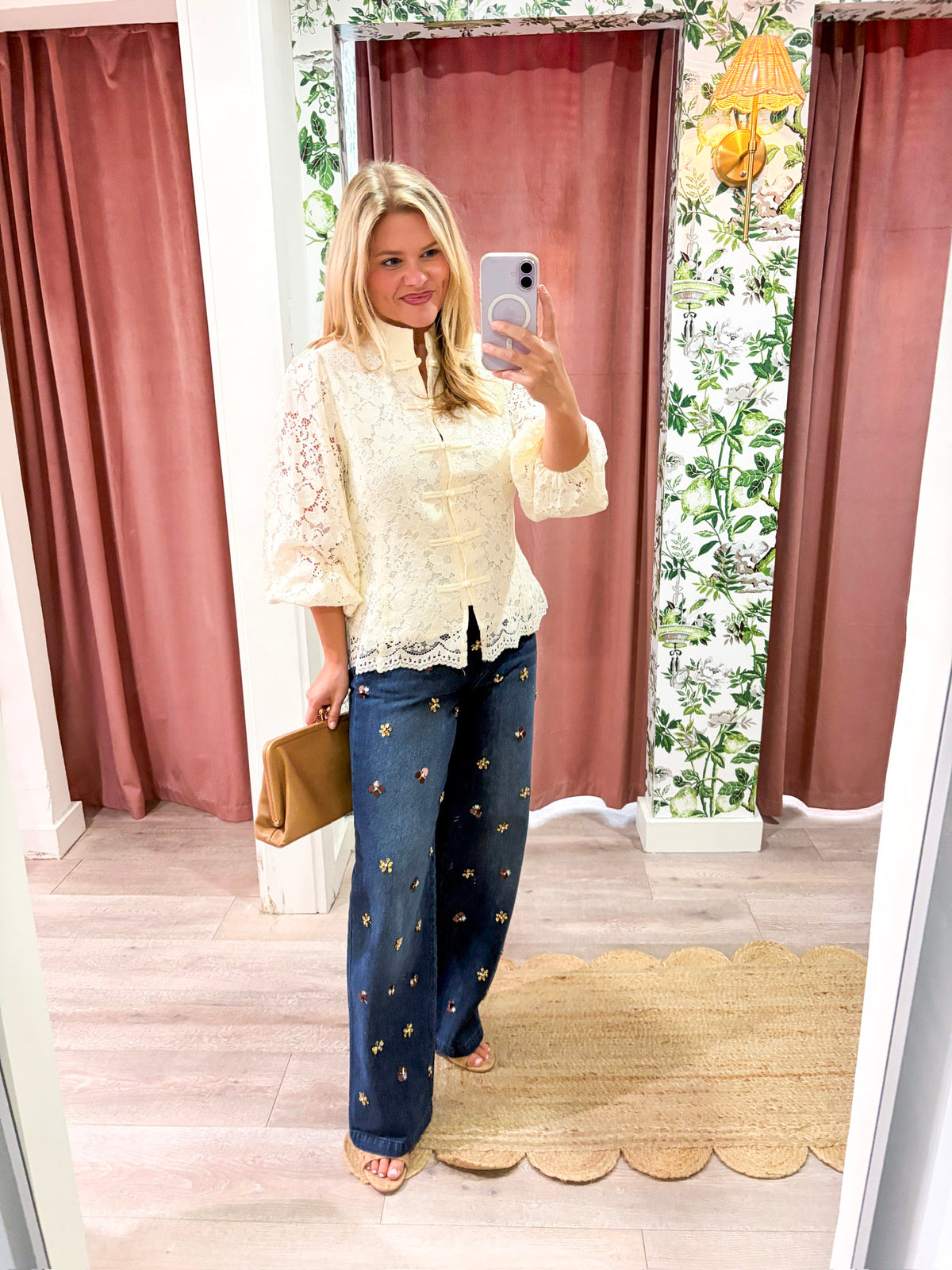 The Mandarin Lace Top-Cream