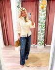The Mandarin Lace Top-Cream