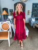 In the Moment Eyelet Midi Dress-Garnet