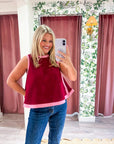 Soft Motion Knit Top-Burgundy