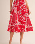 Rope Me In Midi Skirt-Red