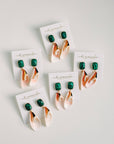 Pink Shell and Green Malachite Earrings