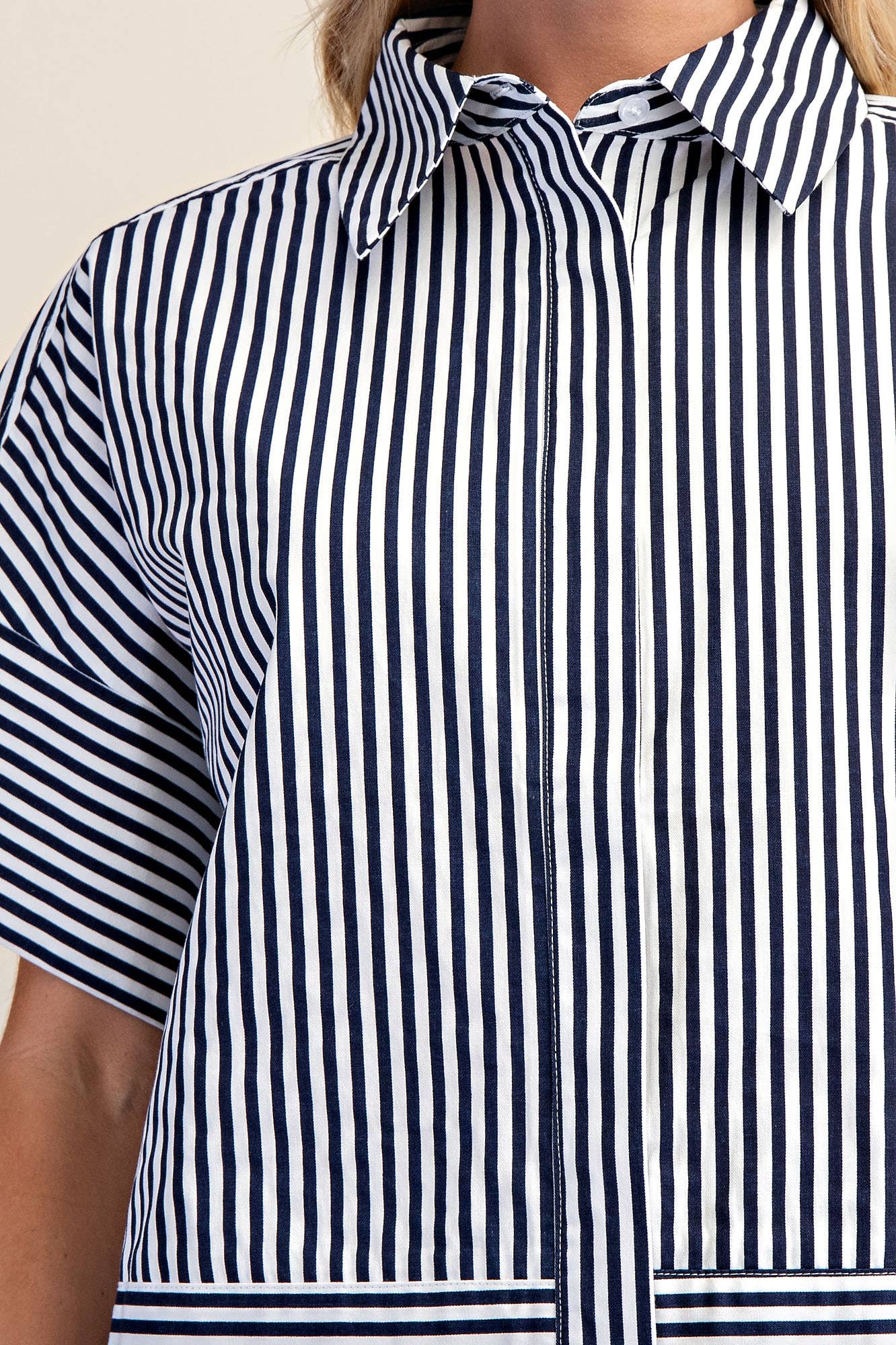 Portside Button Down Top-Navy