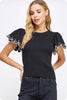 Heart Flutter Knit Top- Black