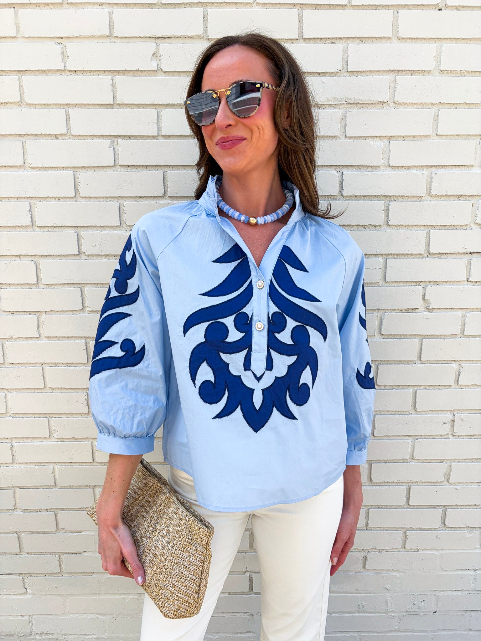 Blush Peony Top-Blue