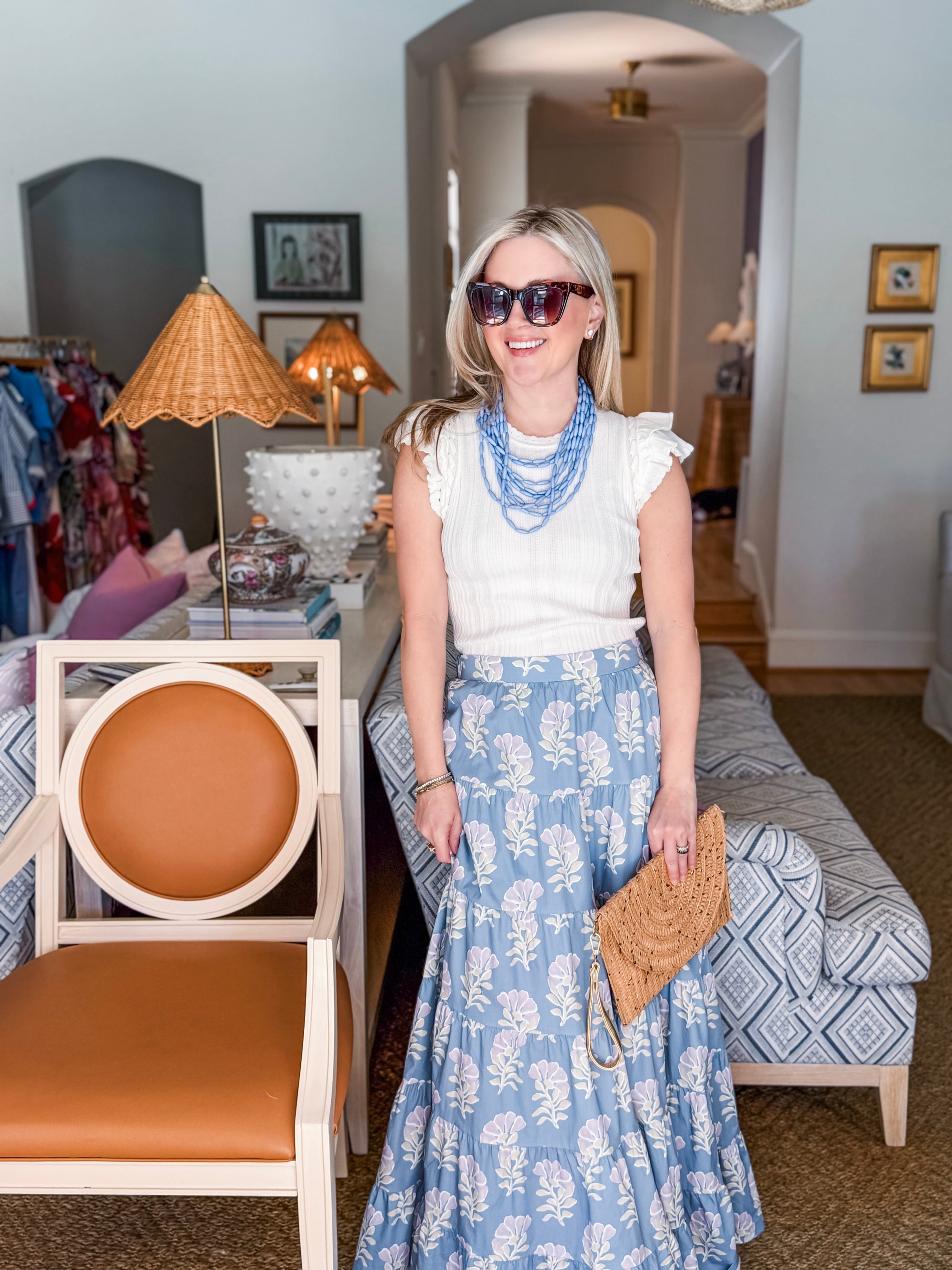 Paris Charm Ruffled Knit Top-White