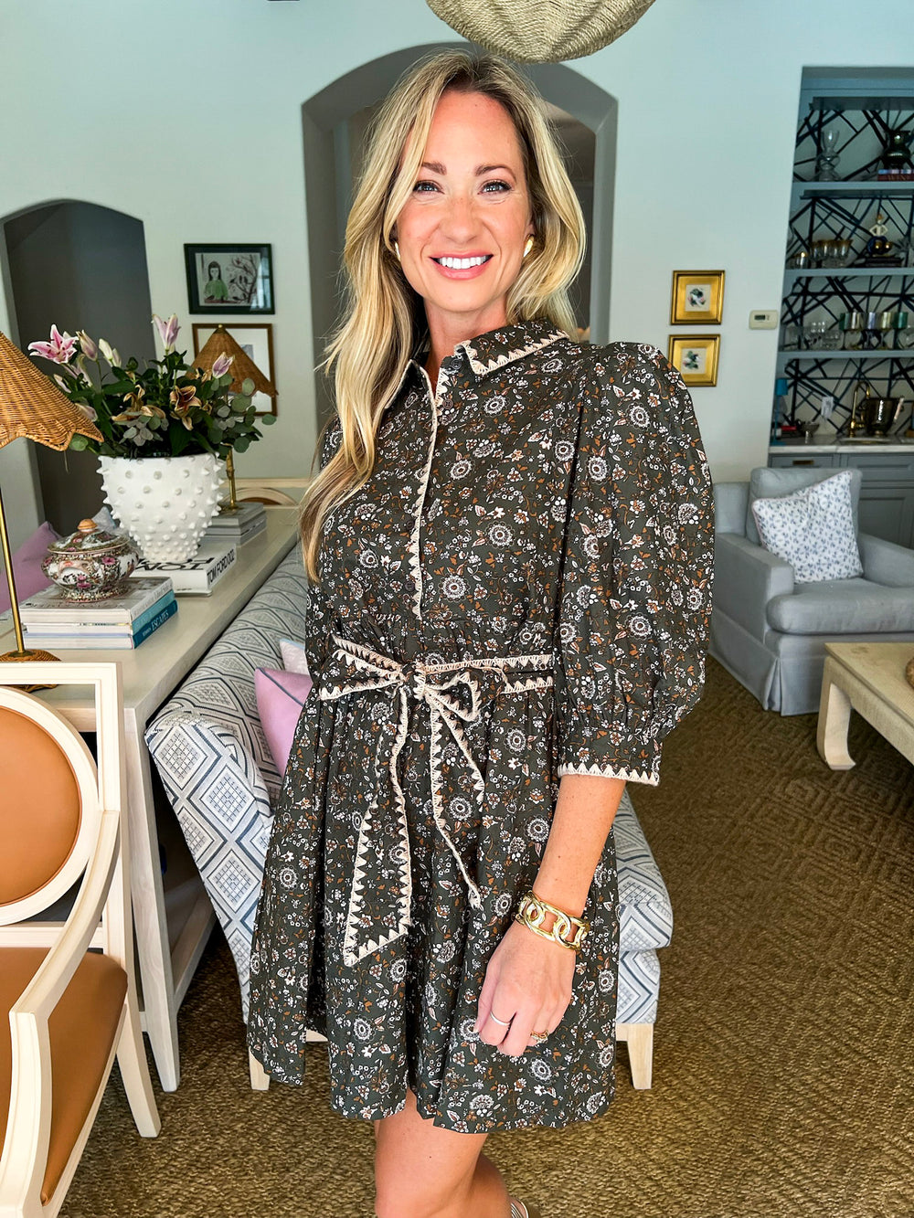 Blanket Stitch Mini Dress