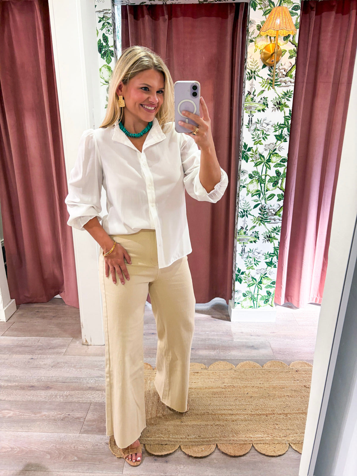 Zaria Mandarin Collar Top-White