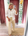 Zaria Mandarin Collar Top-White