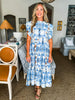 Villa Charm Floral Midi Dress-Blue