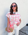 Sunset Picnic Button Down Top-Red