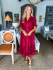 In the Moment Eyelet Midi Dress-Garnet