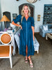 In the Moment Eyelet Midi Dress-Teal